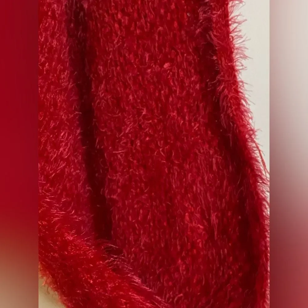 Charlotte Russe Red Fluffy Knit Infinity Scarf